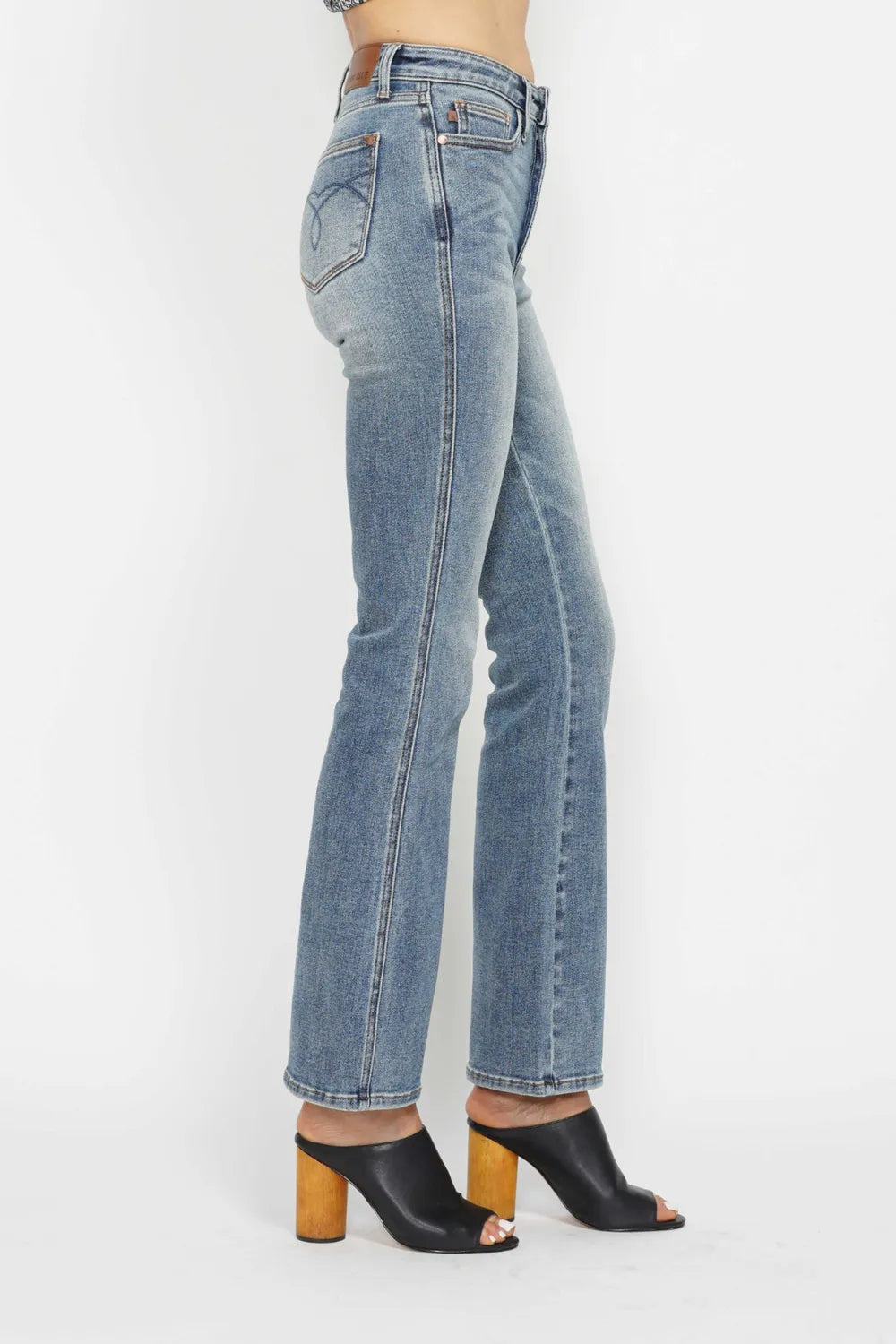Judy Blue Full Size Tummy Control Back Embroidered Pocketed Bootcut Jeans Plus Size - Premium Women / Jeans & Denim from Trendsi - Just $57.99! Shop now at Handbags Specialist Headquarter