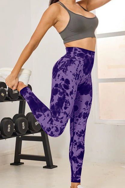 Tie-Dye High Waist Active Leggings - Premium Leggings from Trendsi - Just $47.70! Shop now at Handbags Specialist Headquarter