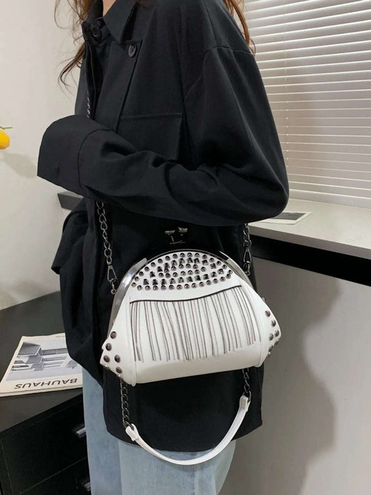 Studded Fringe Crossbody Bag - Premium Crossbody Bag from Trendsi - Just $41.99! Shop now at Handbags Specialist Headquarter