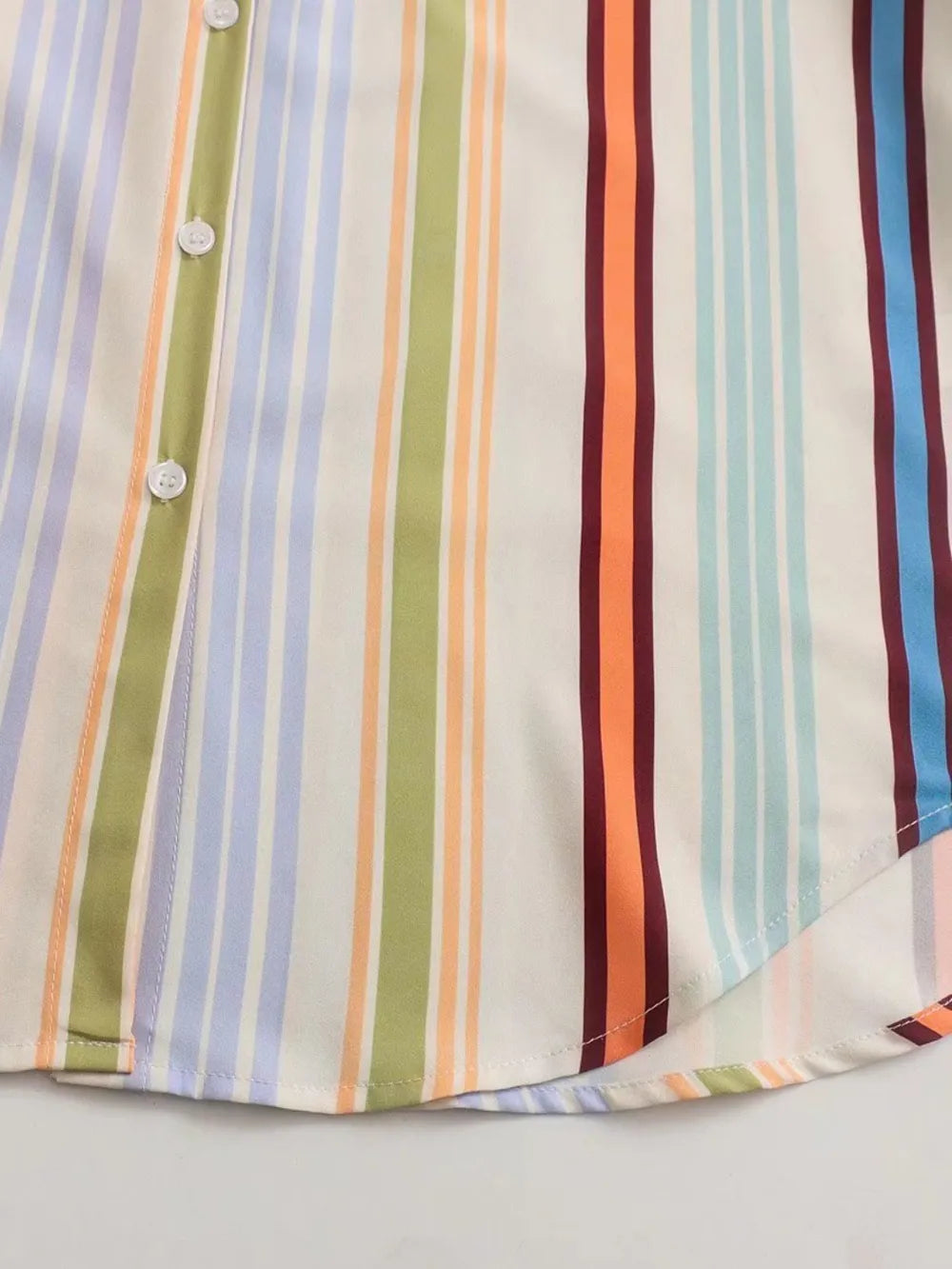 Striped Button Down Lantern Sleeve Shirt - Premium Women's Down Shirt Tops from Trendsi - Just $28! Shop now at Handbags Specialist Headquarter