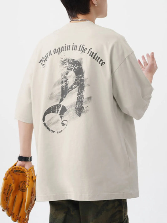 Men's Plus Size Graphic Round Neck Half Sleeve T-Shirt - Premium Men's T-Shirt from Trendsi - Just $27.99! Shop now at Handbags Specialist Headquarter