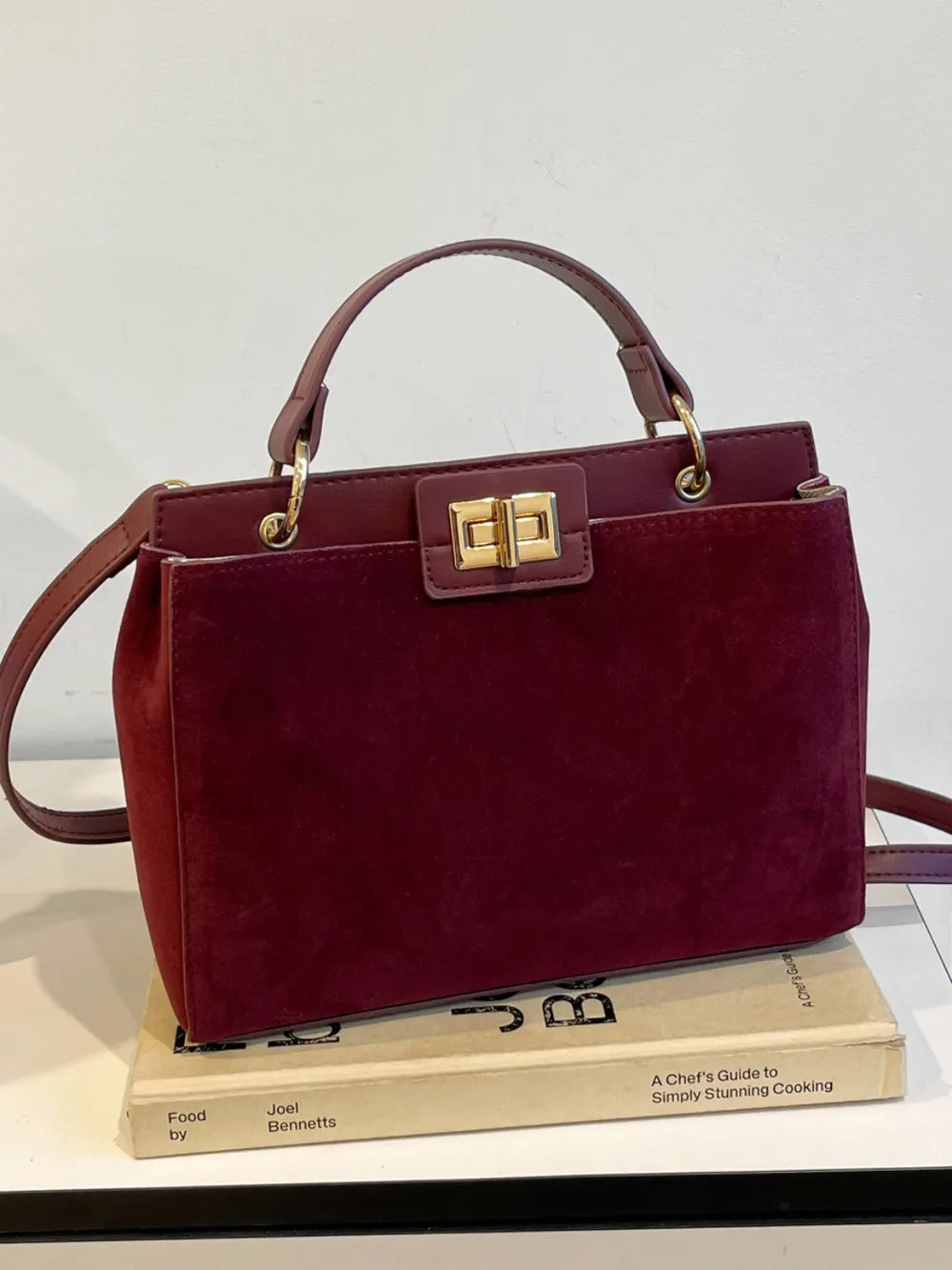 Solid Color Handbag with Removable Strap - Premium handbags from Trendsi - Just $33.99! Shop now at Handbags Specialist Headquarter