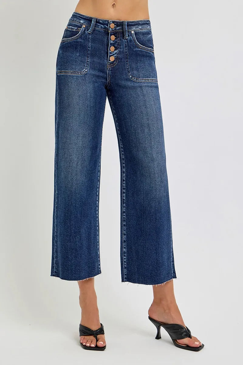 RISEN Full Size High Rise Crop Wide Button Up Jeans Plus Size - Premium Women / Jeans & Denim from Trendsi - Just $66.99! Shop now at Handbags Specialist Headquarter