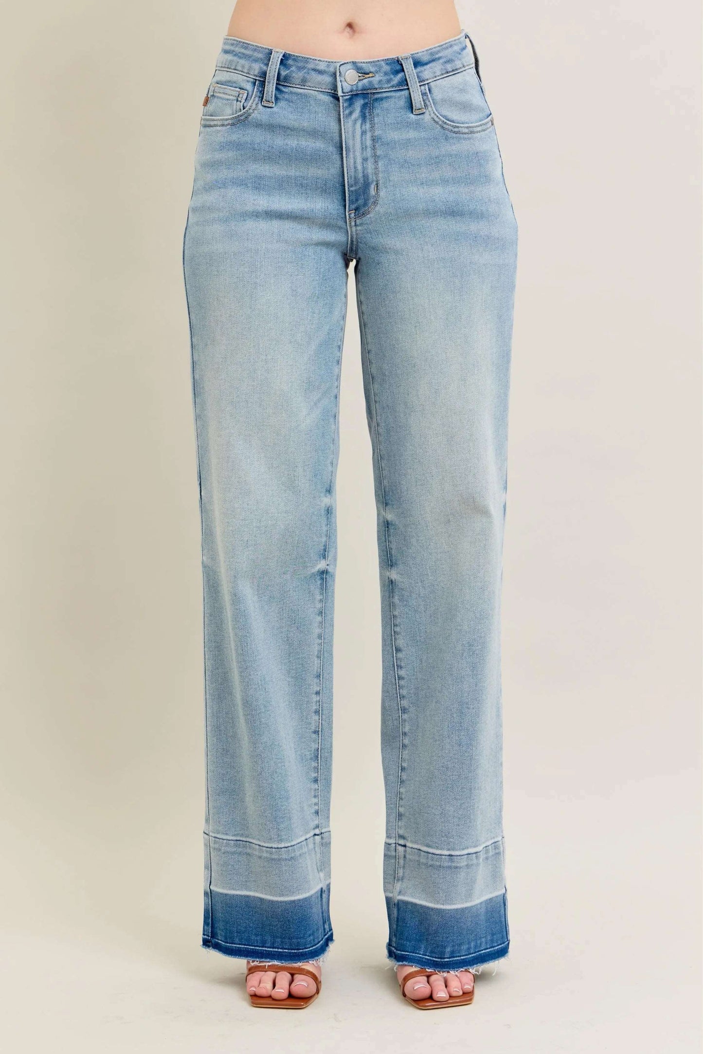 Judy Blue Full Size Mr Release Hem Wide Leg Jeans Plus Size - Premium Women / Jeans & Denim from Trendsi - Just $67.99! Shop now at Handbags Specialist Headquarter