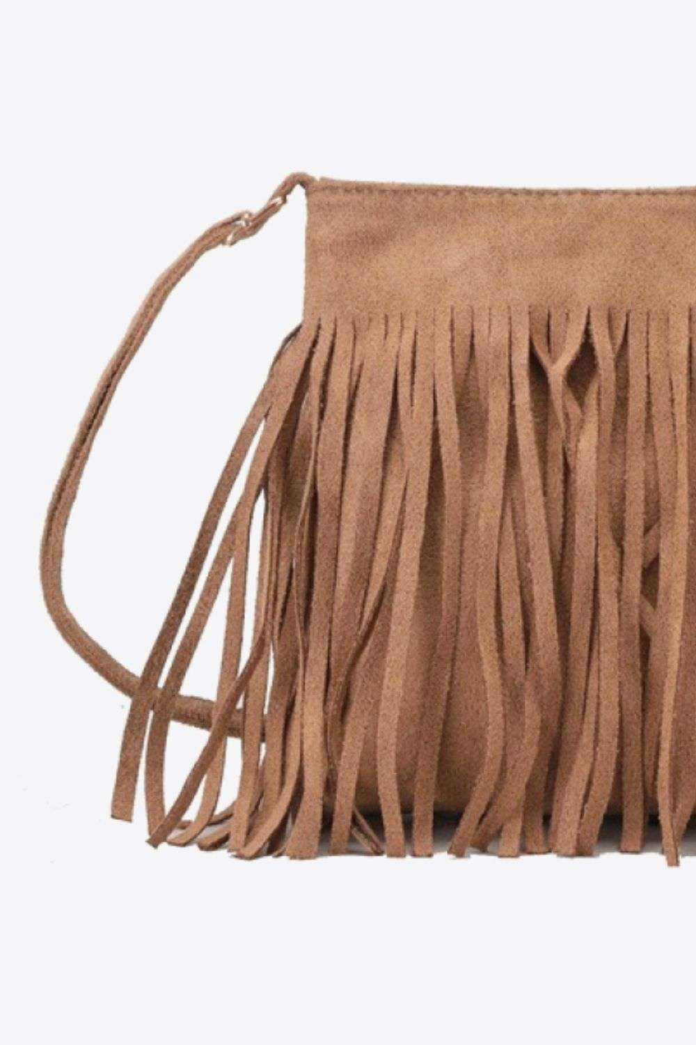 Adored PU Leather Crossbody Bag with Fringe - Premium Crossbody Bag from Trendsi - Just $26.99! Shop now at Handbags Specialist Headquarter