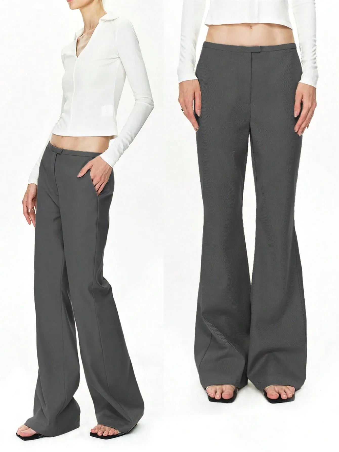 High Waist Flare Leg Trousers - Premium Women Pants from Trendsi - Just $29.99! Shop now at Handbags Specialist Headquarter