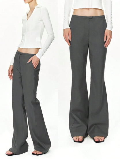 High Waist Flare Leg Trousers - Premium Women Pants from Trendsi - Just $29.99! Shop now at Handbags Specialist Headquarter