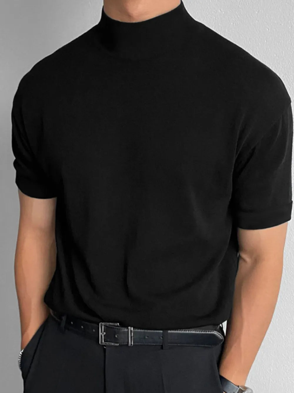 Men's Full Size Mock Neck Short Sleeve T-Shirt Plus Size - Premium Men's Shirts from Trendsi - Just $31.96! Shop now at Handbags Specialist Headquarter