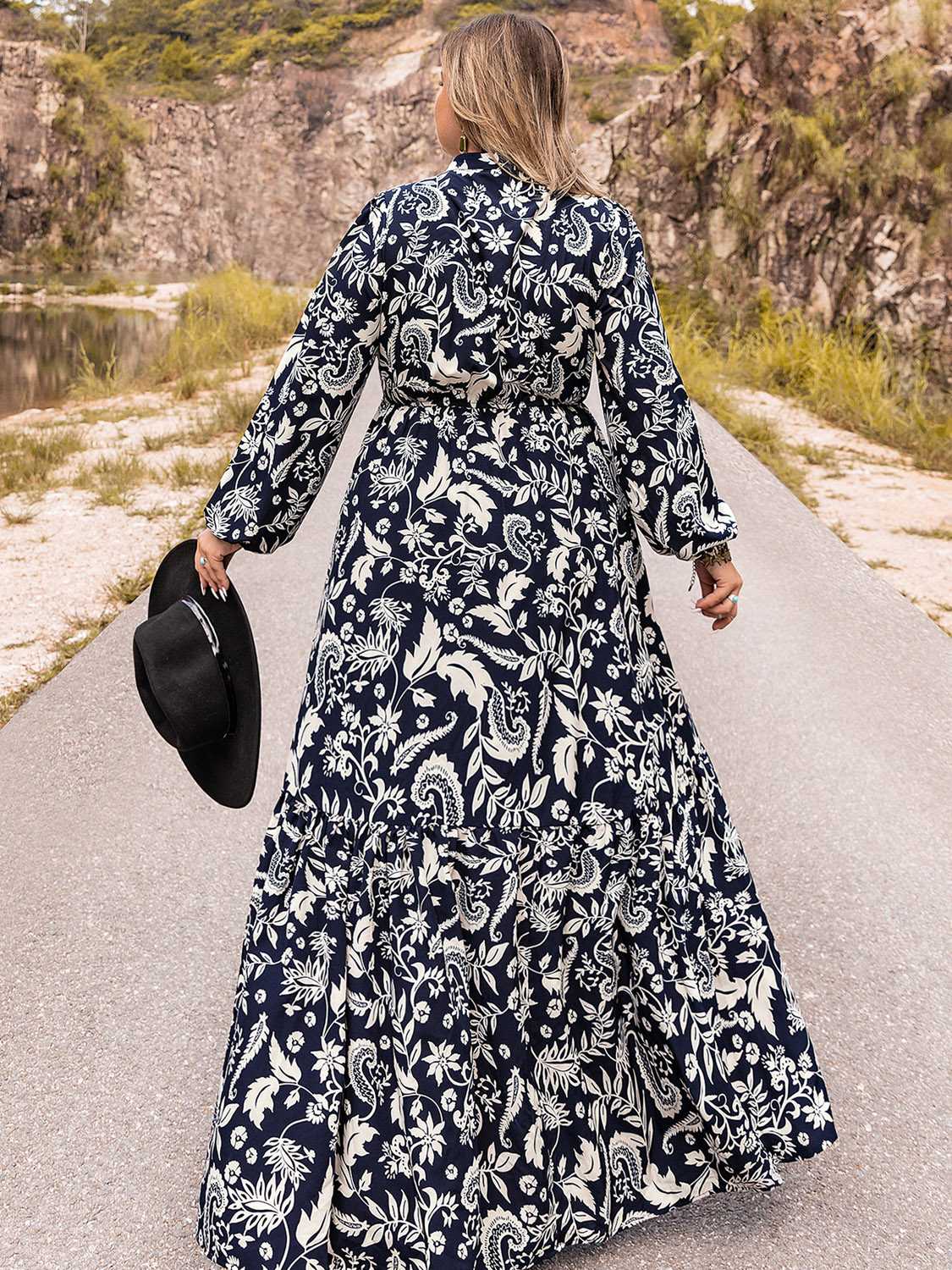 Plus Size Long Sleeve Maxi Dress - Premium Dresses from Trendsi - Just $51.99! Shop now at Handbags Specialist Headquarter