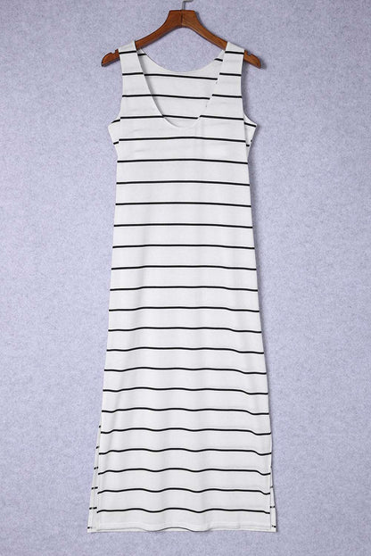 Striped Slit Sleeveless Maxi Dress - Premium Maxi Dress from Trendsi - Just $35.99! Shop now at Handbags Specialist Headquarter