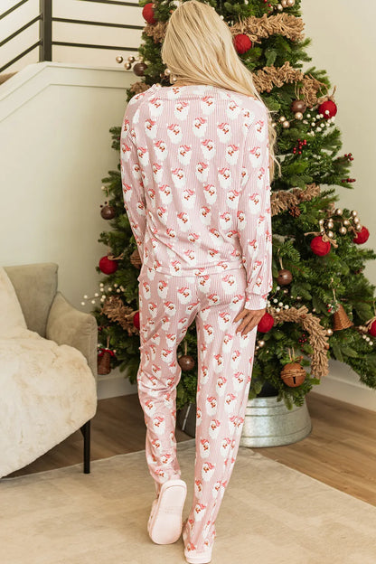 Santa Print Long Sleeve Top and Pants Lounge Set - Premium Sleepwear from Trendsi - Just $46.99! Shop now at Handbags Specialist Headquarter