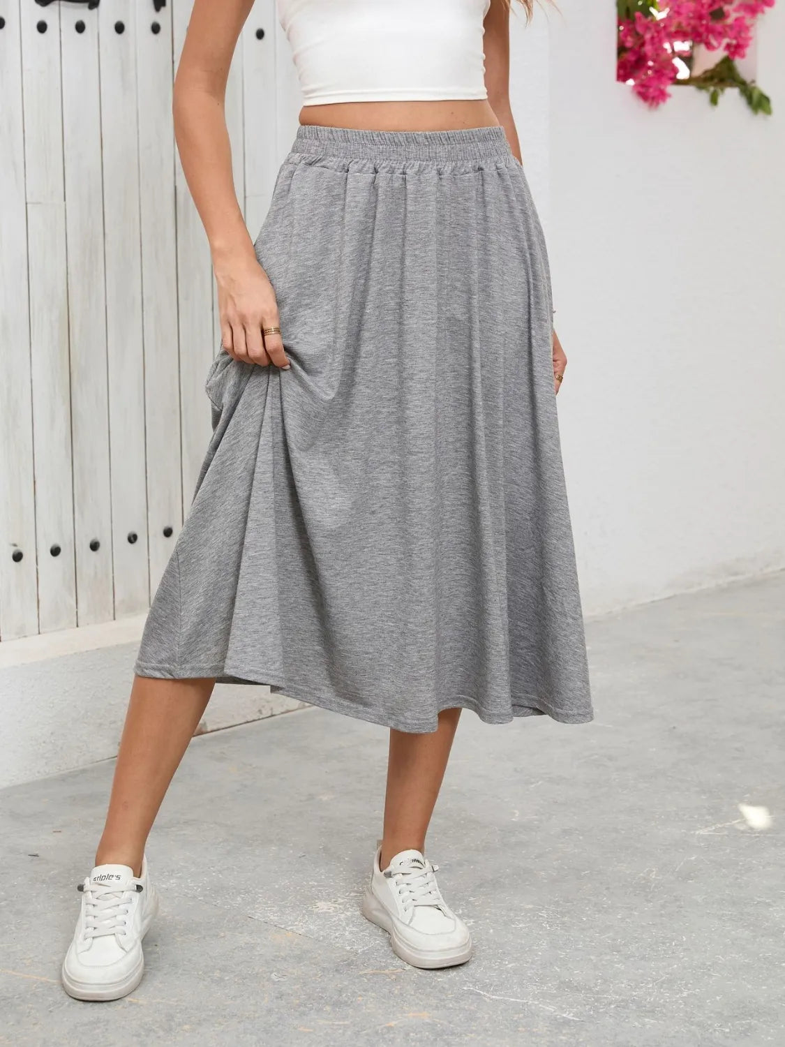 Elastic Waist Skirt With Pockets - Premium Skirts from Trendsi - Just $23.99! Shop now at Handbags Specialist Headquarter