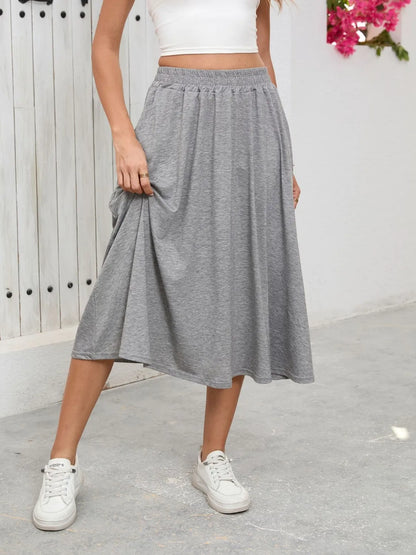 Elastic Waist Skirt With Pockets - Premium Skirts from Trendsi - Just $23.99! Shop now at Handbags Specialist Headquarter