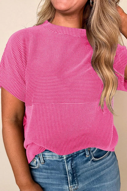 Mock Neck Short Sleeve T-Shirt - Premium Tops from Trendsi - Just $22.16! Shop now at Handbags Specialist Headquarter
