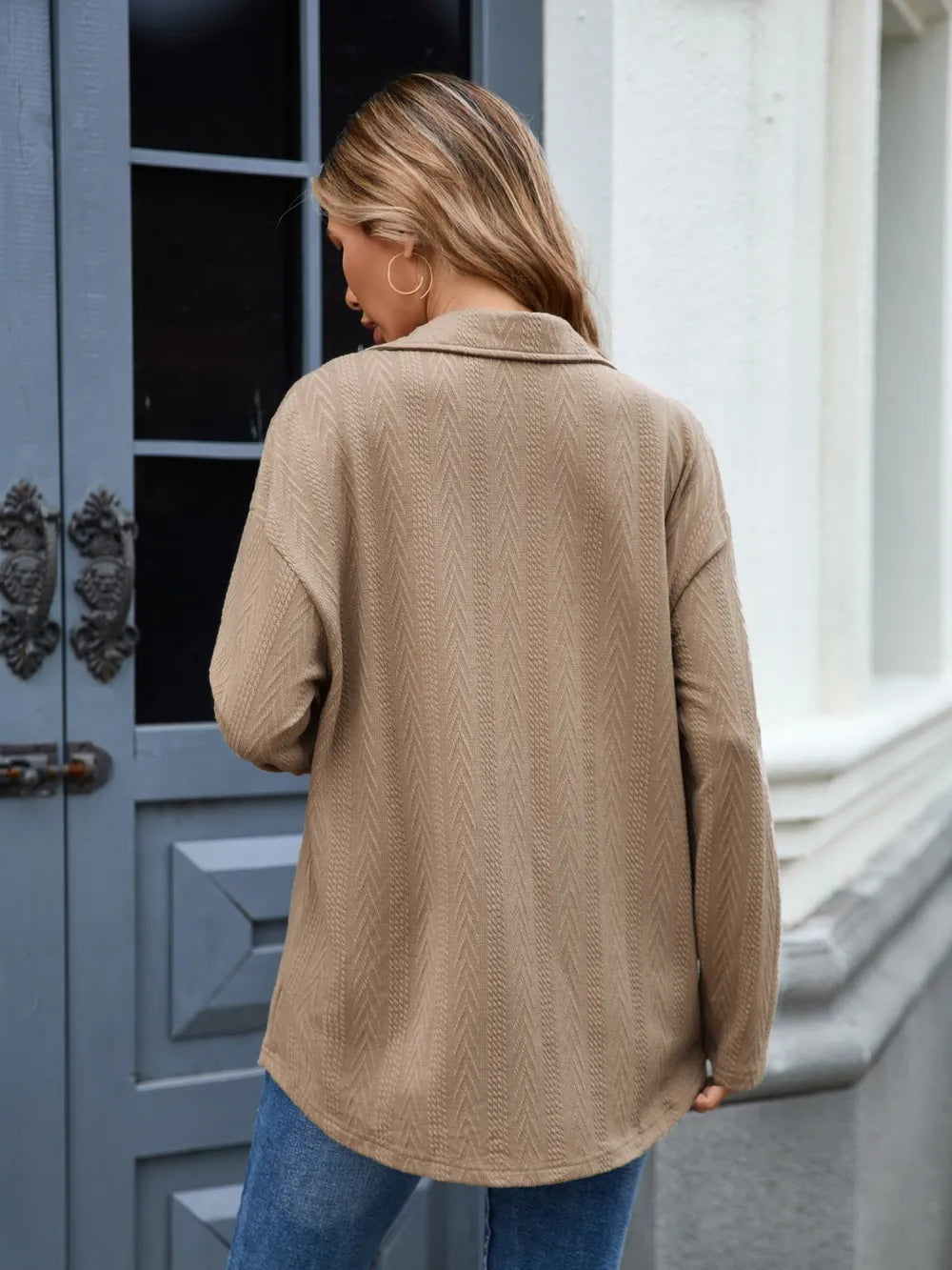 Button Down Long Sleeve Shirt - Premium Women's Down Shirt Tops from Trendsi - Just $24.02! Shop now at Handbags Specialist Headquarter