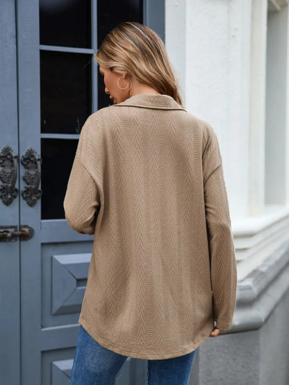 Button Down Long Sleeve Shirt - Premium Women's Down Shirt Tops from Trendsi - Just $24.02! Shop now at Handbags Specialist Headquarter