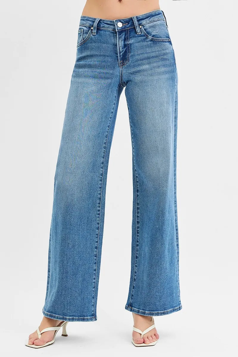 RISEN Full Size Low Rise Wide Leg Jeans Plus Size - Premium Women / Jeans & Denim from Trendsi - Just $70.99! Shop now at Handbags Specialist Headquarter