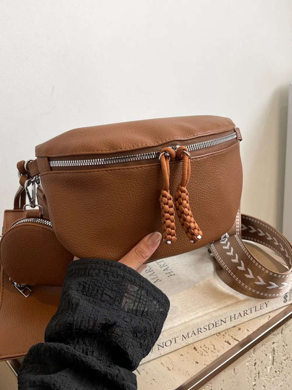 PU Leather Adjustable Strap Crossbody Bag with Coin Purse - Premium Crossbody Bag from Trendsi - Just $27.99! Shop now at Handbags Specialist Headquarter