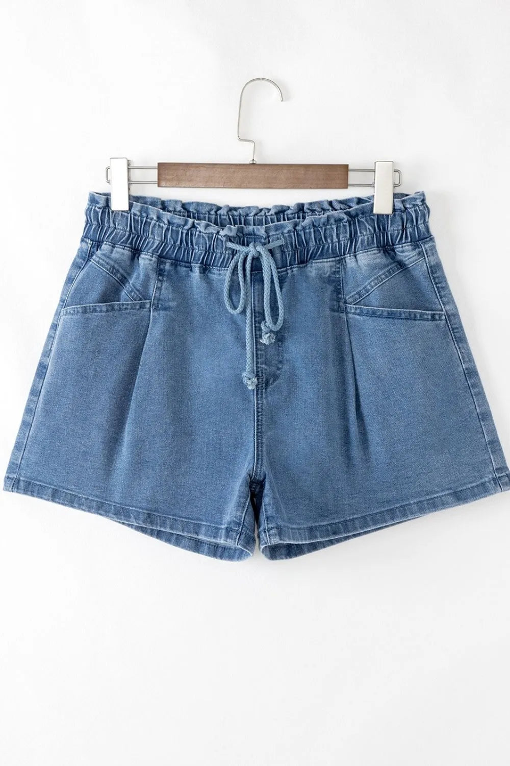 Drawstring High Waist Denim Shorts with Pockets - Premium Women / Jeans & Denim from Trendsi - Just $34.12! Shop now at Handbags Specialist Headquarter