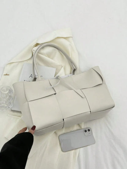 PU Leather Woven Handbag and Clutch Set - Premium handbags from Trendsi - Just $21.99! Shop now at Handbags Specialist Headquarter