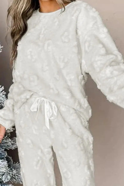 Round Neck Long Sleeve Top and Pants Lounge Set - Premium Sleepwear from Trendsi - Just $47.46! Shop now at Handbags Specialist Headquarter