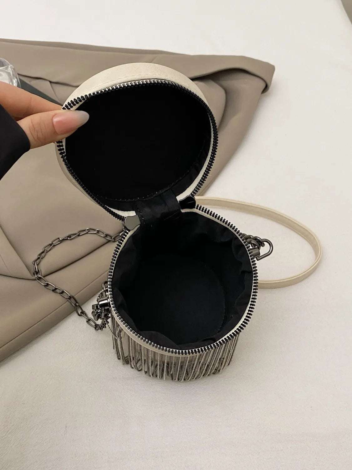 Fringe PU Leather Bucket Bag - Premium Crossbody Bag from Trendsi - Just $41.99! Shop now at Handbags Specialist Headquarter