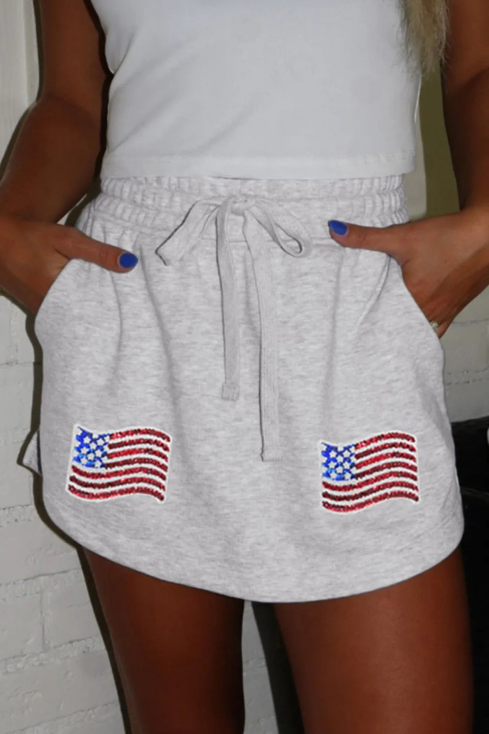 American Flag Embroidered Drawstring Casual Skirt - Premium Skirts from Trendsi - Just $48.99! Shop now at Handbags Specialist Headquarter