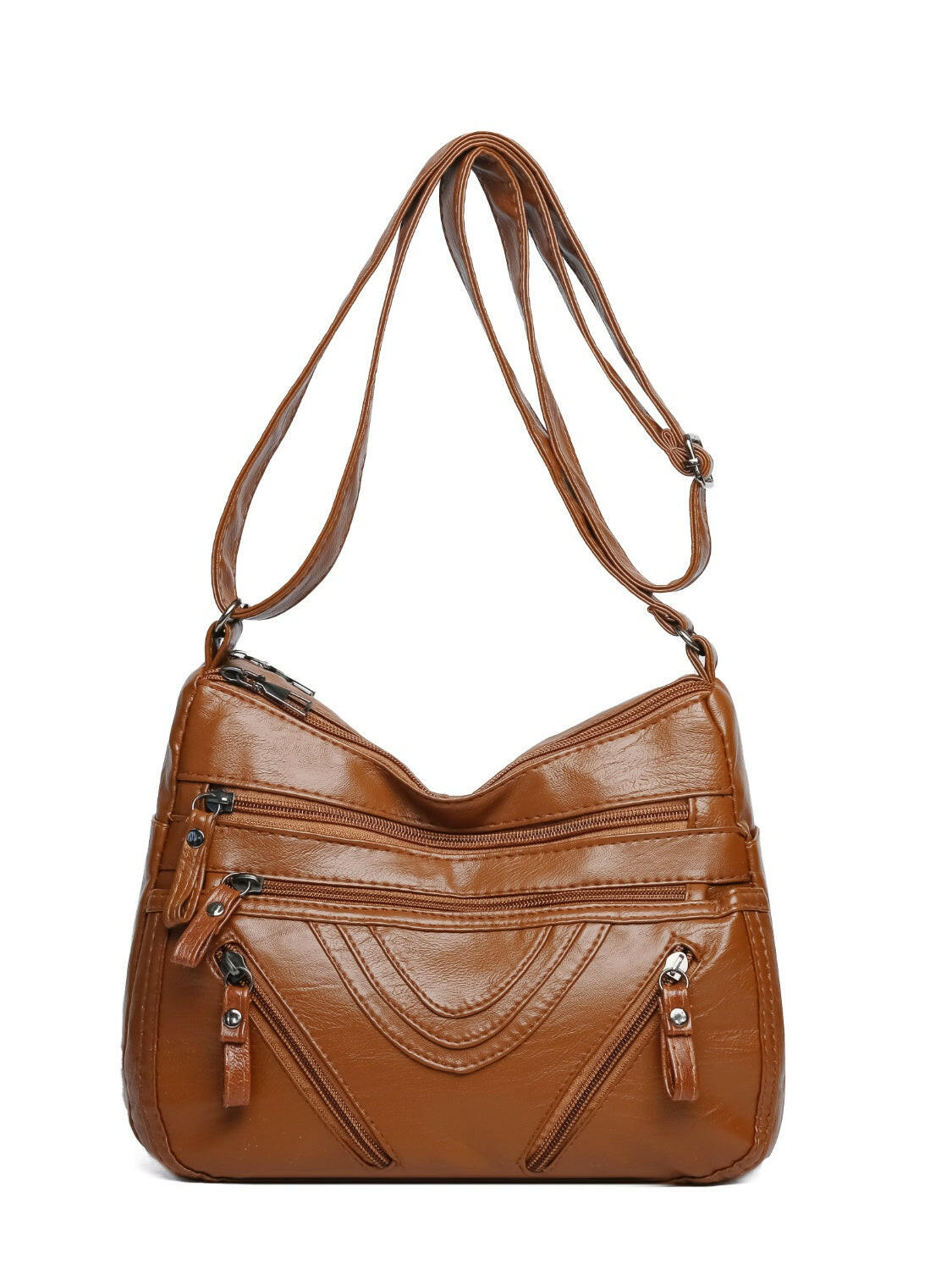 PU Multi-Compartment Crossbody Bag.