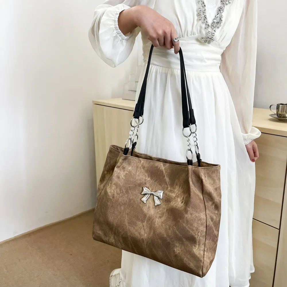 Bow Polyester Medium Tote Bag - Premium Tote Bag from Trendsi - Just $39.99! Shop now at Handbags Specialist Headquarter