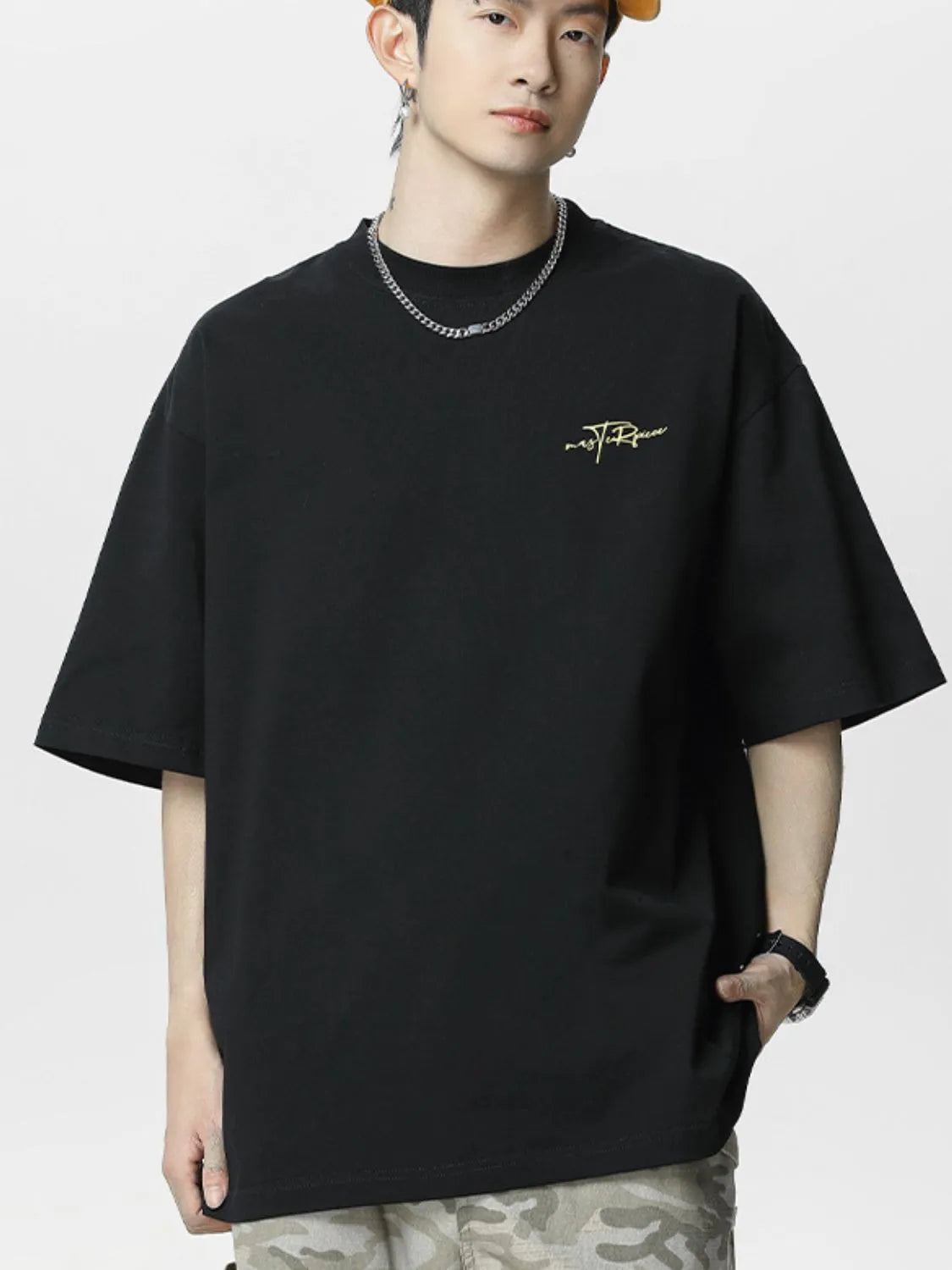 Men's Plus Size Round Neck Letter Graphic T-Shirt - Premium Men's T-Shirt from Trendsi - Just $27.99! Shop now at Handbags Specialist Headquarter