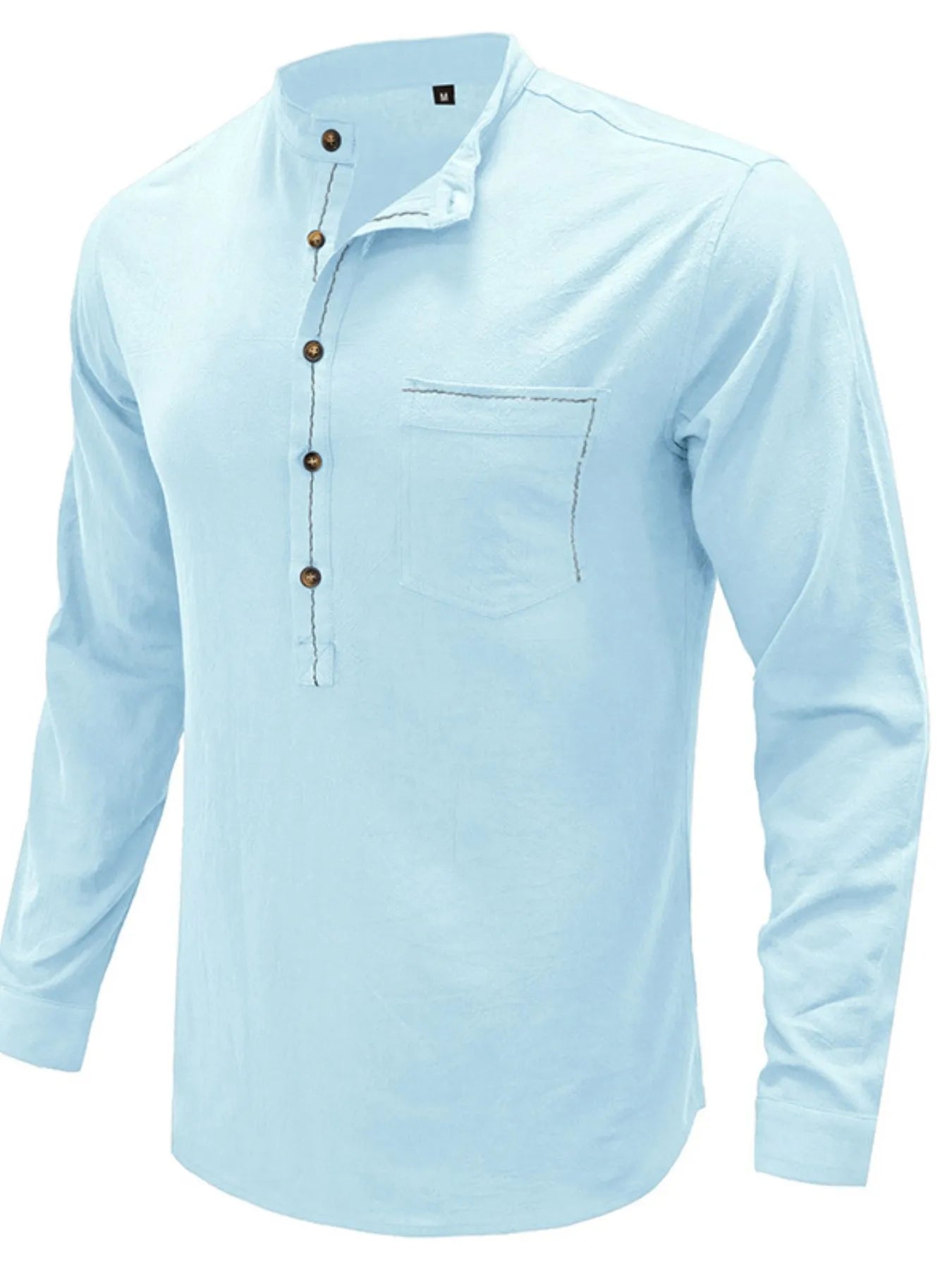 Men's Button Detail Long Sleeve Polo Shirt - Premium Men's Polo shirt from Trendsi - Just $43.99! Shop now at Handbags Specialist Headquarter