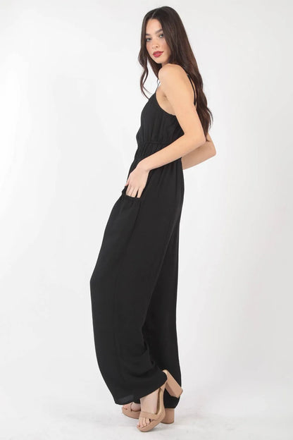 VERY J Pintuck Detail Woven Sleeveless Jumpsuit - Premium Sleepwear from Trendsi - Just $45.99! Shop now at Handbags Specialist Headquarter