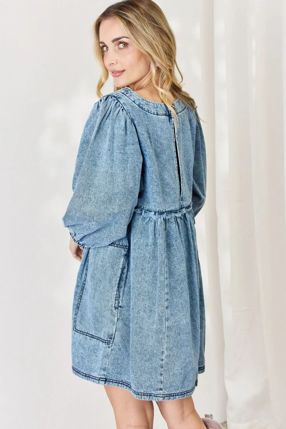 HEYSON Full Size Oversized Denim Babydoll Dress - Premium Dresses from Trendsi - Just $58.99! Shop now at Handbags Specialist Headquarter