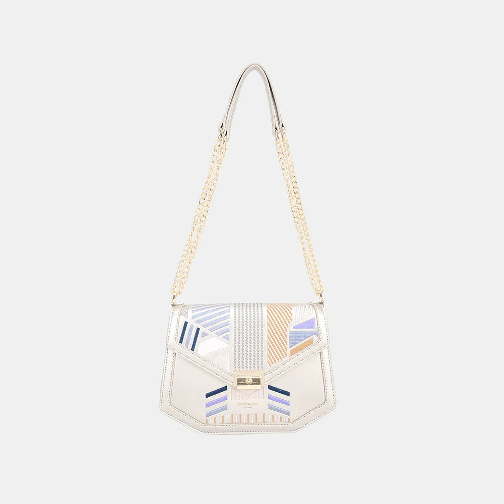 David Jones Geometric Print Crossbody Bag - Premium Crossbody Bag from Trendsi - Just $44.99! Shop now at Handbags Specialist Headquarter