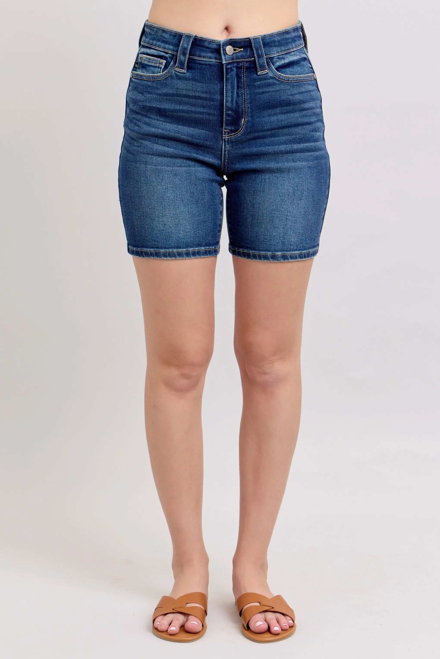 Judy Blue Full Size High Waist Bermudas Jeans W/ Back Flap Pockets Plus Size - Premium Women / Jeans & Denim from Trendsi - Just $50.99! Shop now at Handbags Specialist Headquarter