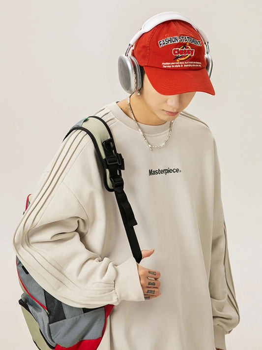 Men's Letter Round Neck Long Sleeve Sweatshirt - Premium Men's Sweatshirts from Trendsi - Just $44! Shop now at Handbags Specialist Headquarter