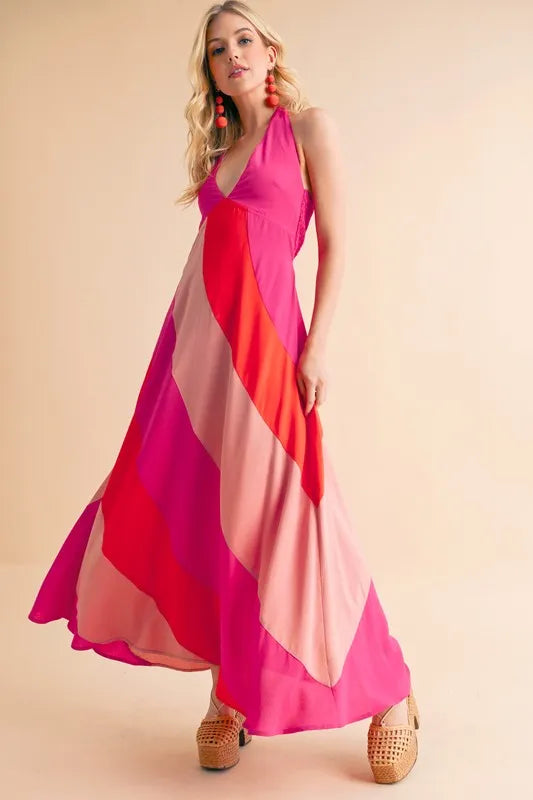 Aemi+Co Color Block Sleeveless Maxi Dress - Premium Maxi Dress from Trendsi - Just $57.99! Shop now at Handbags Specialist Headquarter