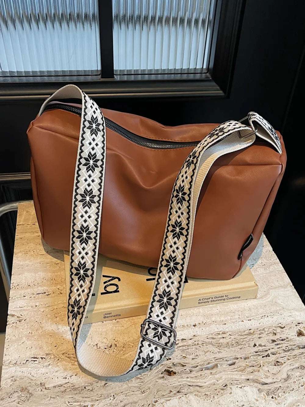 PU Leather Adjustable Strap Crossbody Bag - Premium Crossbody Bag from Trendsi - Just $26.99! Shop now at Handbags Specialist Headquarter