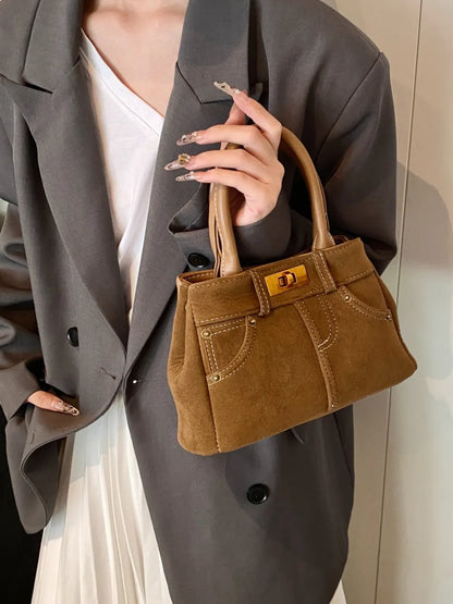 Suede Adjustable Strap Double-Use Handbag - Premium handbags from Trendsi - Just $30.99! Shop now at Handbags Specialist Headquarter