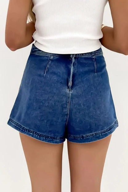 Asymmetrical Denim Skort with Pockets - Premium Women / Jeans & Denim from Trendsi - Just $35.46! Shop now at Handbags Specialist Headquarter