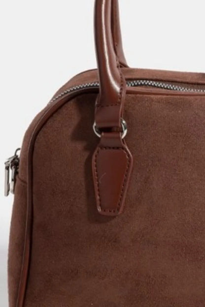 Fame Faux Leather Handle Boxy Handbag - Premium handbags from Trendsi - Just $26.99! Shop now at Handbags Specialist Headquarter