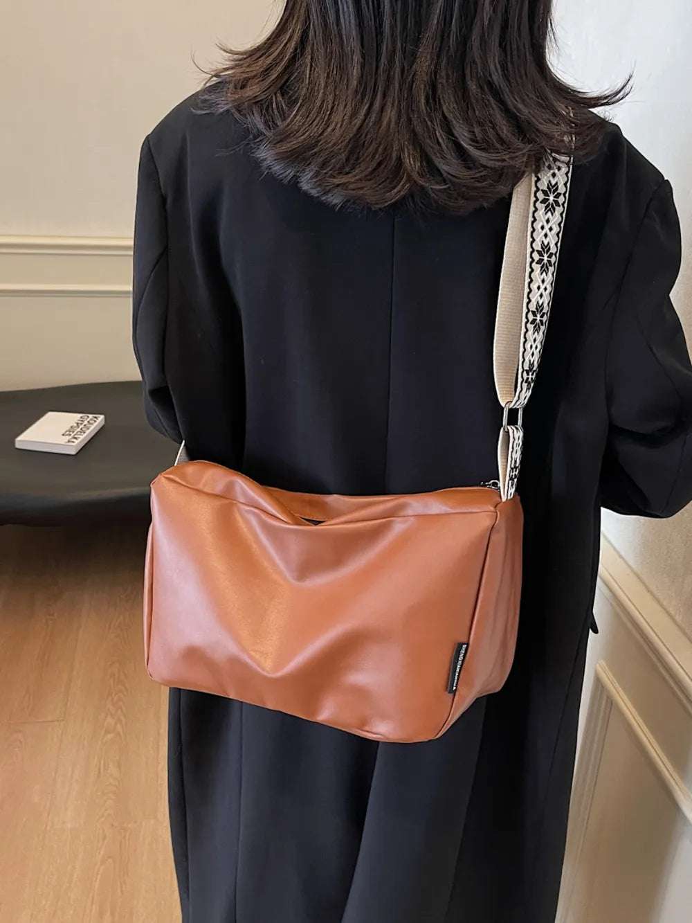 PU Leather Adjustable Strap Crossbody Bag - Premium Crossbody Bag from Trendsi - Just $26.99! Shop now at Handbags Specialist Headquarter