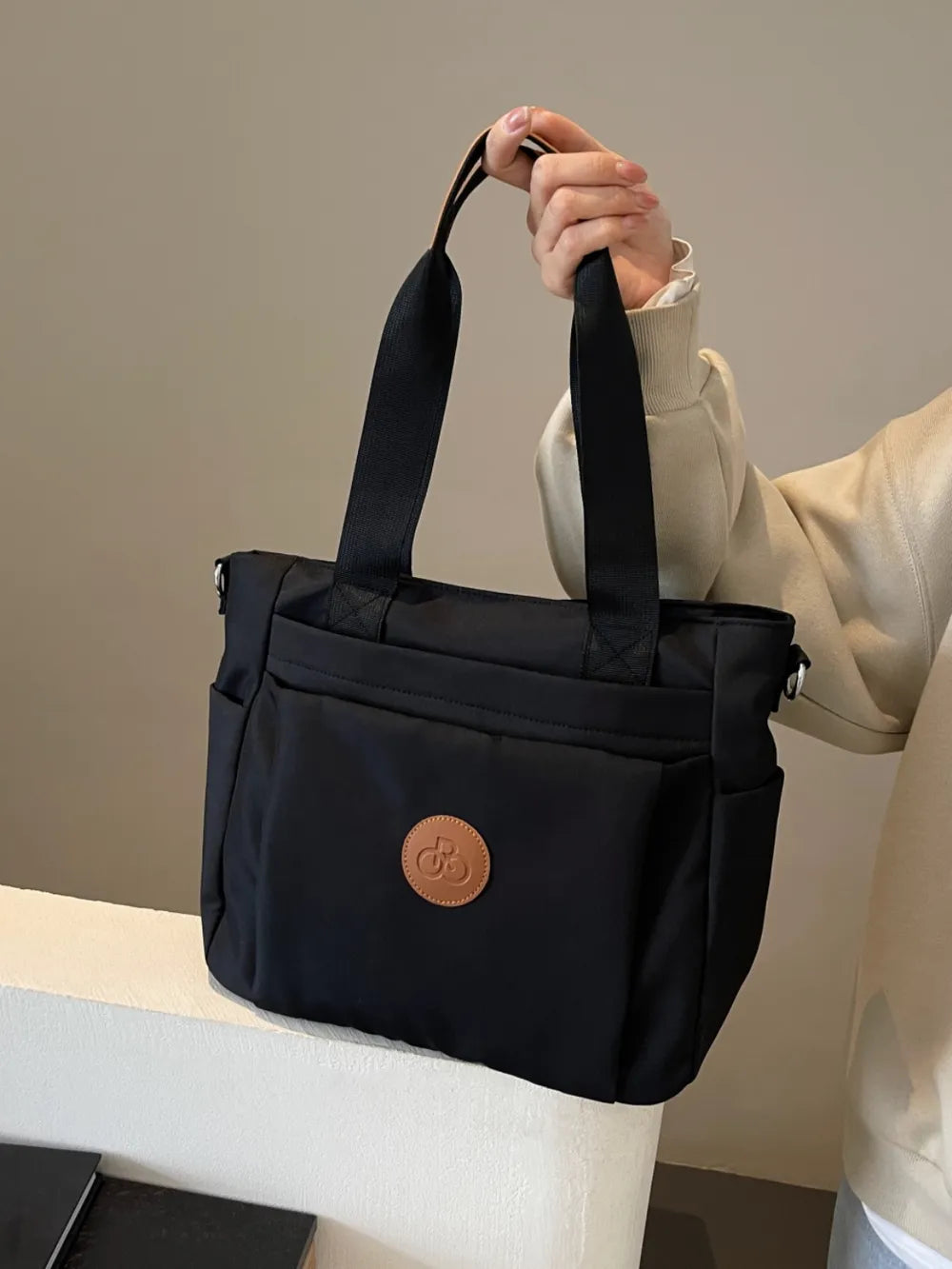 Nylon Solid Color Tote Bag - Premium Tote Bag from Trendsi - Just $31.99! Shop now at Handbags Specialist Headquarter