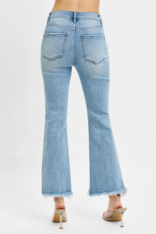 RISEN Full Size High Rise Crop Bootcut Fray Hem Jeans Plus Size - Premium Women / Jeans & Denim from Trendsi - Just $57.99! Shop now at Handbags Specialist Headquarter