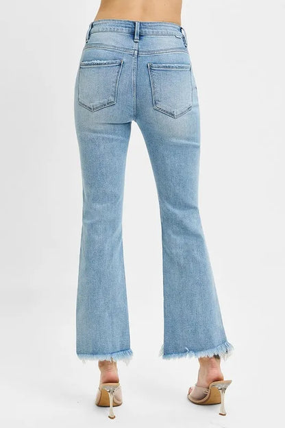 RISEN Full Size High Rise Crop Bootcut Fray Hem Jeans Plus Size - Premium Women / Jeans & Denim from Trendsi - Just $57.99! Shop now at Handbags Specialist Headquarter