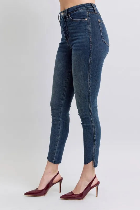 Judy Blue Full Size High Waist Tummy Control Step Hem Skinny Jeans Plus Size - Premium Women / Jeans & Denim from Trendsi - Just $61.99! Shop now at Handbags Specialist Headquarter