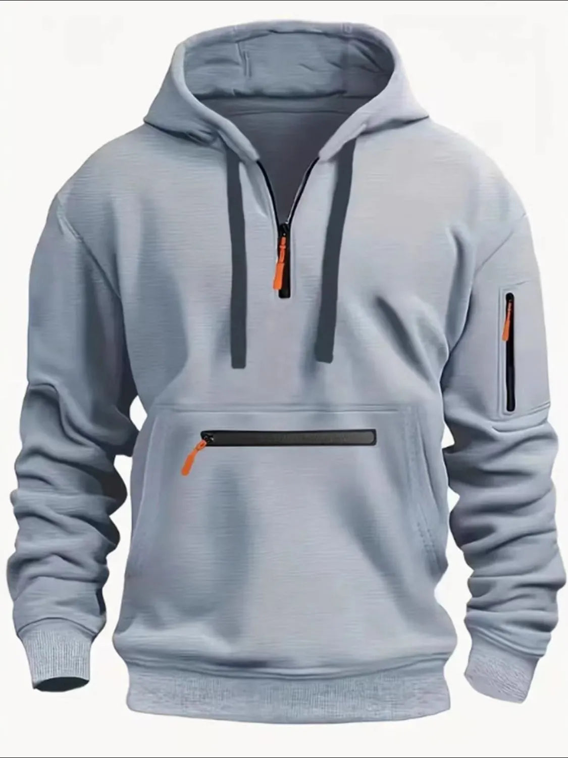 Men's Full Size Half Zip Long Sleeve Hoodie Plus Size - Premium Men's Sweatshirts from Trendsi - Just $25.78! Shop now at Handbags Specialist Headquarter