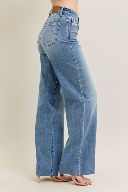 Judy Blue Full Size V - Front Baggy Jeans Plus Size - Premium Women / Jeans & Denim from Trendsi - Just $72.99! Shop now at Handbags Specialist Headquarter