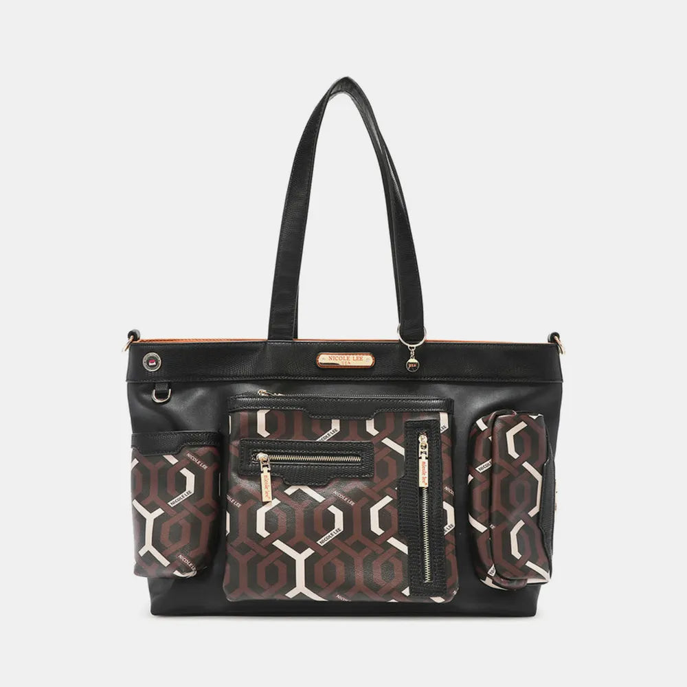 Nicole Lee USA Geometric Pattern Large Handbag - Premium Tote Bag from Trendsi - Just $68.99! Shop now at Handbags Specialist Headquarter