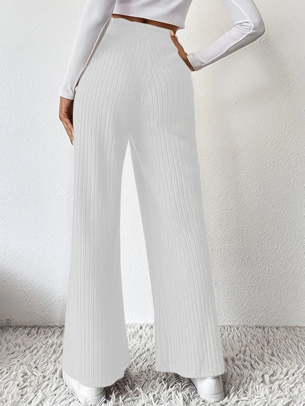 Ribbed High Waist Pants - Premium Women Pants from Trendsi - Just $29.99! Shop now at Handbags Specialist Headquarter